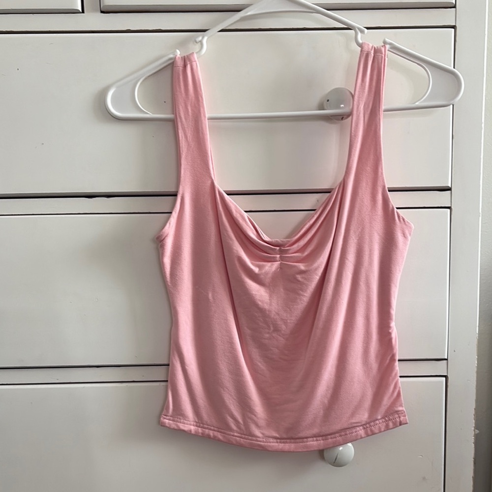Pink Drape Neck Women's Top